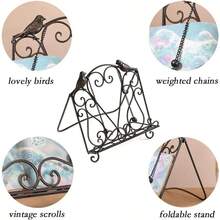 Metal Cookbook Stand  Recipe Book Holder For Kitchen (Birds/Vintage Scrolls, Bronze) - 鳥類 - 查看 6