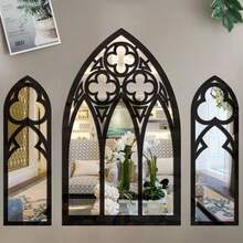 Espejo de pared con diseño de ventana gótica de iglesia hueca, 3 piezas de pegatinas de espejo acrílico para decoración estética del dormitorio y la sala de estar - A - Ver 1