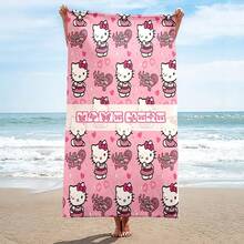 SANRIO 獨特個性化姓名大耳狗設計沙灘巾,可客製化姓名設計,現代風格聚酯纖維面料,適用於沙灘、瑜伽和運動 - 240g 針織面料 - 男女通用 - 夏季和戶外活動的完美選擇 - 旅行者和運動愛好者的理想禮物,浴室裝飾沙灘必需品,多功能,耐用,高度裝飾性 - 彩色 - 查看 11