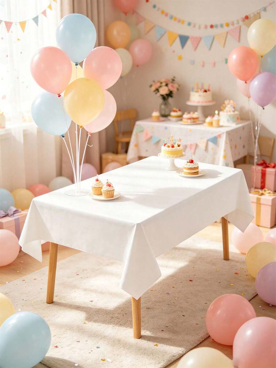 1/4/6 Stücke Einweg-Tischdecken in Weiß, hergestellt aus wasserfestem und ölbeständigem PEVA-Material, für Hochzeiten, Geburtstagsfeiern, Camping, Restaurants, Küchen, Feiertagspartys, Schulanfang, Halloween-Dekoration, Weihnachtsdekoration, Raumdekoration, Heimdekoration