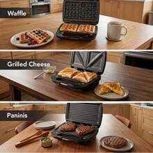 CACHOO 3-In-1 Breakfast Maker Machine With Interchangeable Plates – 800W, Includes Waffle, Sandwich & Grill Plates For Homemade Breakfast, Snacks, And BBQ - Black - View 8