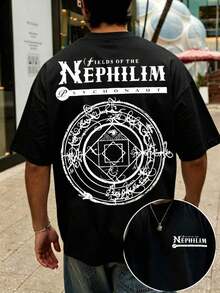 Men's Loose-Fit Short-Sleeve T-Shirt Sommerliches Herren-T-Shirt Aus Reiner Baumwolle Mit Gothic-Rock-Print. Lightweight, Stylish, Soft And Breathable - Black - View 1