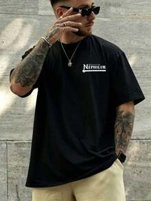 Men's Loose-Fit Short-Sleeve T-Shirt Sommerliches Herren-T-Shirt Aus Reiner Baumwolle Mit Gothic-Rock-Print. Lightweight, Stylish, Soft And Breathable - Black - View 3