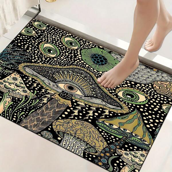 1pc Home Decor, Eye Pattern Printed, Silica Gel Carpet, Easy To Clean, 3D Printed Rectangle, Suitable For Entryway, Living Room, Kitchen, Bedroom, Hallway, Bathroom, Laundry Room - Polyester Carpet, Suitable For Indoor And Outdoor Home Decor