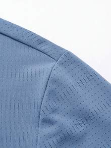 Vancamel Pulse Men's Short Sleeve Mesh Breathable Lightweight Solid Color Sports T-Shirt, Outdoor Sports Commute Light Business Short Sleeve, Daily Home Casual Short Sleeve - Blue - View 4