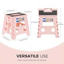 ACKO - Taburete plegable de 13 pulgadas de altura de alta calidad plegable para adultos y niños taburete de plástico para cocina pequeño y plegable soporta hasta 300 libras color rosa 1 unidad - Rosa Sakura - Ver 4