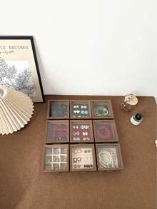 1pc Vintage Wooden Jewelry Box With Lid, Transparent Dust-Proof Storage Box For Earrings, Rings, Bracelets, Portable Small Accessory Organizer - Multicolor - View 1