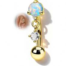 Vintage Rook Earrings Dangle 16G Pink Opal Eyebrow Rook Rings Stainless Steel Rook Eyeborw Piercing Jewelry - A - View 5