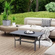 Metal Side Table/Balcony Table With Slatted Design, Weatherproof, Coffee Table/Garden Table, Easy-Care Sofa Table/Outdoor Table For Balcony, Garden, Terrace, Veranda, 91.5 X 55 X 45 Cm, Dark Grey - Dark Grey - View 4