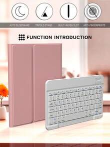 可拆卸式無線藍牙鍵盤保護殼附筆槽，適用於 iPad Air 5代 2022/Air 4代 2020/Air 6(M2) 2024/Air 7(M3) 2025/Air 8(M4) 2026、9.7"、7/8/9代 10.2"、11(A16) 10代、Pro 11 1/2/3/4代，粉紅色 - 粉色 - 查看 3