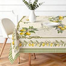 1 khăn trải bàn hình chữ nhật bằng polyester, họa tiết khung chanh Pháp cổ điển, in một mặt, thích hợp cho mặt bàn, có thể giặt và tái sử dụng, phù hợp cho trong nhà, ngoài trời, sân hiên, đám cưới, tiệc tùng, ăn uống, triển lãm thủ công, trang trí tiệc. - Nhiều màu - Xem 2