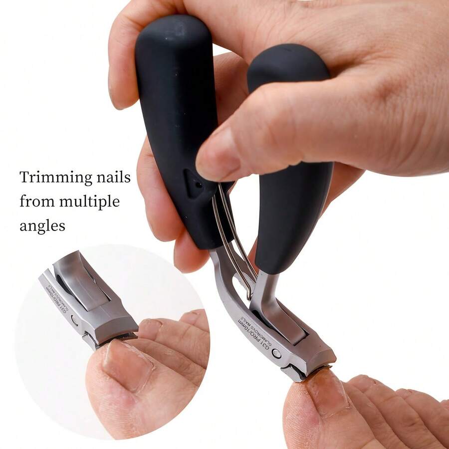 1 Stück Anti-Spritz-gebogener Nagelknipser, G31 Premium Nagelknipser mit Edelstahlklinge, breites Munddesign für dicke Nägel, langer Griff Anti-Spritz-Fußnagelknipser. Maniküre-Zubehör, Fußpflege- und Pediküre-Werkzeuge, geeignet für Senioren und Männer. Tragbares Reise-Essential, praktisches Küchenzubehör, stilvolles und minimalistisches Aussehen, kein Spritzen von Trümmern beim Schneiden von Finger- und Zehennägeln