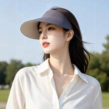 1pc Seamless Integrated Sun Protection Visor Hat, With Widened Brim For UV Protection, Breathable And Non-Sweaty Sun Hat, The First Choice For Holiday Gifts, Valentine's Day Present, Mother's Day Gift, Anniversary Present, Suitable For Short Trips, Camping, Driving, And Commuting, Sun Protection Gear, And A Stylish Accessory - 深灰色 - 查看 12