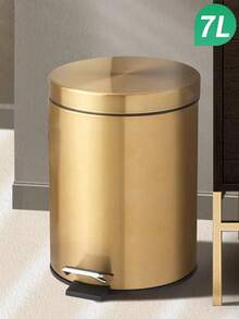 7/5/3L 香檳黑圓形金屬踏板垃圾桶 廢紙籃垃圾容器 附可拆式內膽 適用廚房浴室居家使用 2026世界盃 父親節 畢業季禮物 隨機顏色款式 - 香檳色 - 查看 15