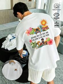 波多黎各兔子「DtMF」趣味青蛙獨特印花男士修身T恤，適合度假旅行海灘、日常聚會、運動 - 白色10 - 查看 5