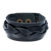 Punk Rock Braided Wide Leather Bracelet Adjustable Cuff Bracelet - Leather Bracelet - View 9