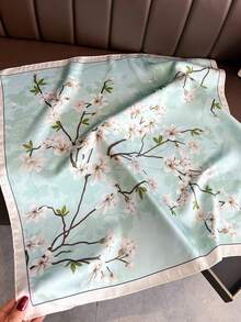 1pc Women's Elegant Retro Printed Lightweight Satin Square Faux Silk Scarf, Bohemian Style Casual Neck Scarf, Shawl, Thin & Comfortable Ladies Headscarf, Suitable For Spring/Summer Daily Wear And Outings - Multicolor - View 2