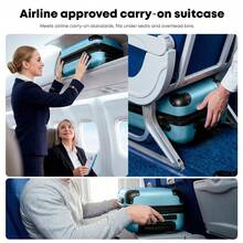 YONSLY 16 Inch Suitcase With Detachable Wheels 360° Combination Lock Double Zipper Soft Rubber Handle Trolley Travel Suitcase For Vacation - 灰藍 - 查看 3