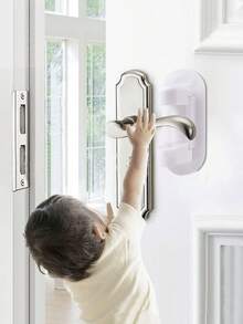 1pc Plain Lock, White Plastic Door Lock Protector For Household - White - View 1