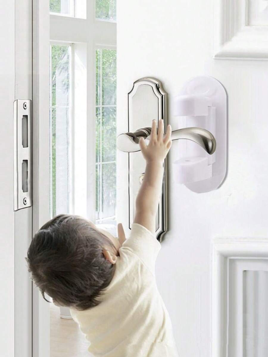 1pc Plain Lock, White Plastic Door Lock Protector For Household - White - View 1