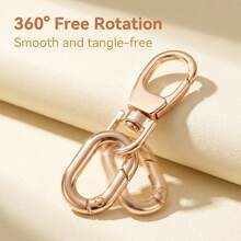 2pcs Swivel Snap Hooks, Double Opening Swivel Quick Release Metal Snap Hooks With Spring O-Ring Lobster Clasp, Suitable For Keychain, Bag, Wallet, Lanyard, DIY Handmade - Gold - View 6