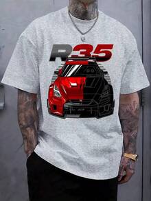 Camiseta unisex 100% algodón con diseño gráfico  GT-R R35 - Gris - Ver 1