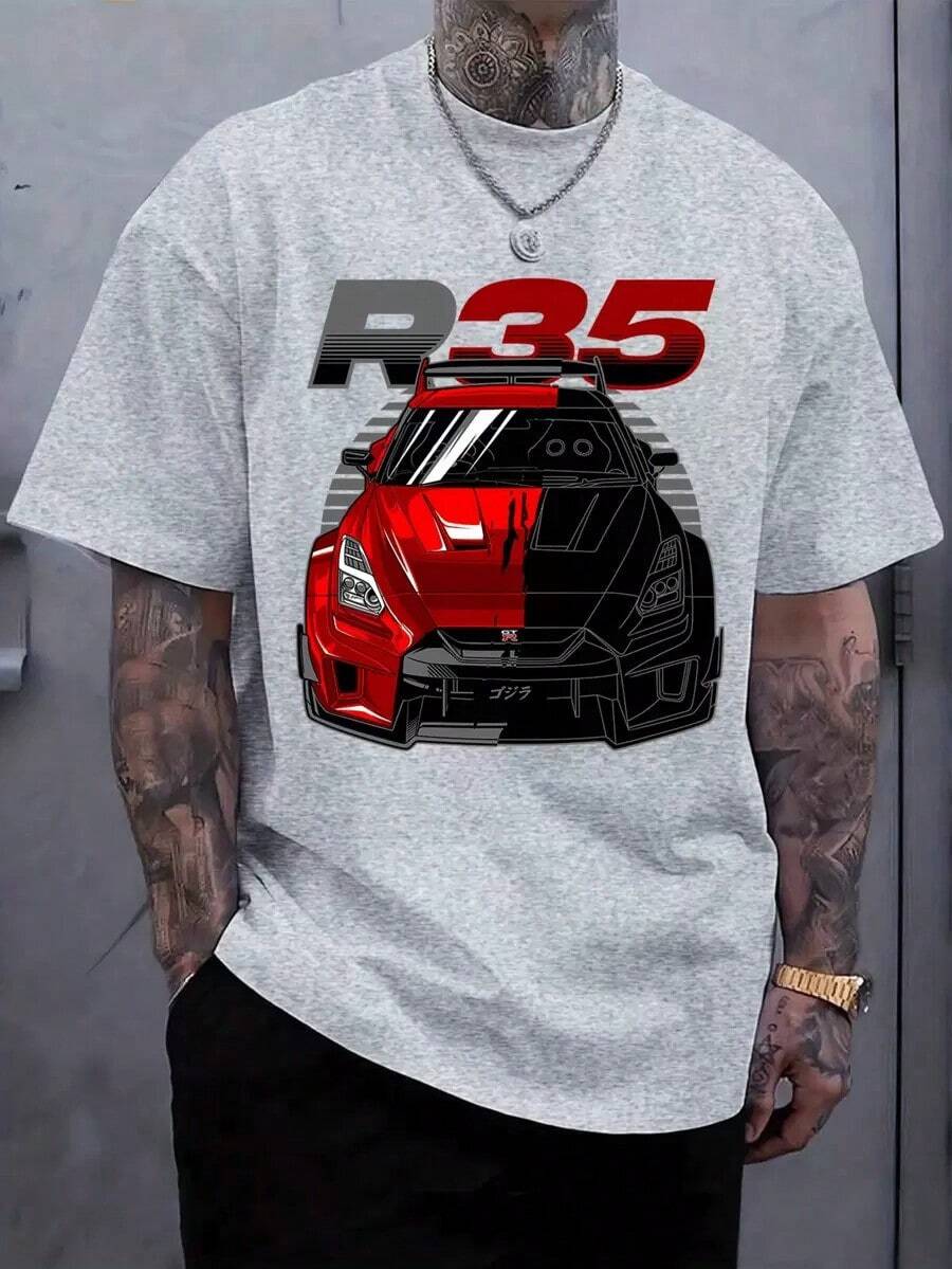 Camiseta unisex 100% algodón con diseño gráfico GT-R R35 - Gris - Ver 1