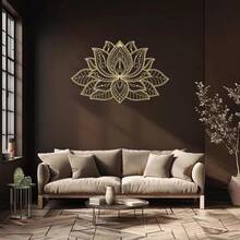 Escultura de Pared Metálica con Motivo de Mandala Radiante Iwa| Decoración Zen Flor de Loto| Regalo de Halloween y Navidad - TY3676-04 - Ver 7