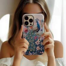 [24h Shipping From DE]Apple 17 16e 15 14 13 12 Pro Max PlusElegant Peacock Floral Embroidered PRINT Phone Case: Bird Art  Cover MagSafe   Galaxy  23 24 25 26 - Frosted Texture - View 10
