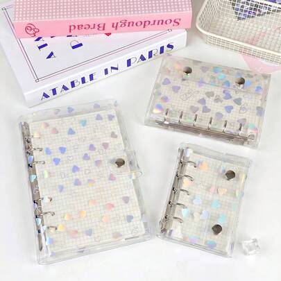 A5/A6/A7/M5 - Binder Lembar Lepas Transparan Portabel Berbentuk Hati, Set Buku Catatan Desain Jepit Ganda, Sampul Lembut Berkilau Warna-warni, Buku Stiker A5, Tas Dokumen yang Dapat Diperluas, Kotak Penyimpanan Manik-manik Perler, Buku Stiker Lembar Lepas, Set Buku Catatan, Halaman yang Dapat Diisi Ulang. Dapat Digunakan Sebagai Album Foto, Buku Stiker, Buku Tabungan, Buku Kartu, Perencana, Buku Catatan, Buku Stiker, Buku Penyimpanan Manik-manik Perler