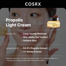 Crema Ligera de Propóleos COSRX 65ml - Hidratante y Calmante, Repara la Barrera Cutánea, Control de Grasa, Ideal para Piel Grasa, Mixta y Sensible, Regalo Perfecto para Mujeres - Blanco - Ver 2