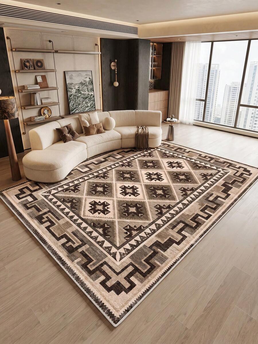 1pc Dark Rhombus Living Room Rug, Suitable For Kitchen, Dining Room, Bedroom, Room Holiday Decor, Indoor/Outdoor, Office, Lobby, Anti-Slip Doormat, Bathroom Rug, Hallway, Study Gaming Area Rug