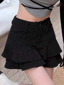 Women Skirts - Coffee Brown - View 6
