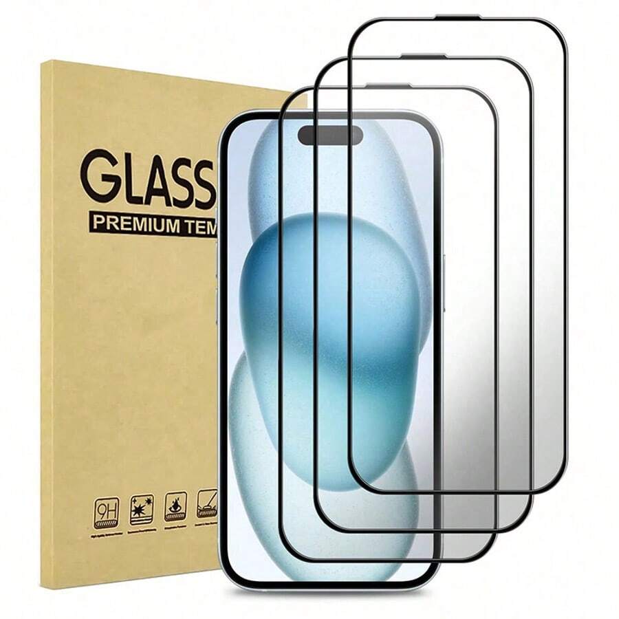 CSDZ 3 Piecesscreen Printed Tempered Glass Film, Compatible With IPhone 17 17Pro 17ProMax 16 16Plus 16Pro 16ProMax 15promax 14plus 13 12mimi 11pro, Full Coverage Protective Film, Waterproof, Anti Drop And Anti Scratch, Easy To Install, Mobile Phone Accessories, Compatible With IPhone 16 Pro Screen Protector Film, Compatible With IPhone 13 Screen Protector Film, [International Version Non Local Version]
