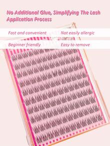 Asiteo 120pcs Self-Adhesive Thick False Eyelash Clusters, Natural Extension C-Curl Eyelash Clusters, Suitable For Party, Gift, Portable Eyelash Clusters - C - View 5