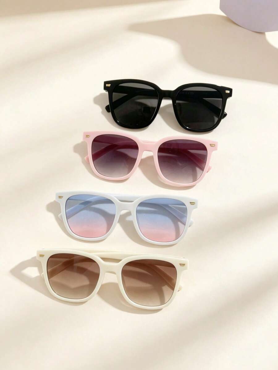 4 Pairs Of Children's PC Geometric Stud Decor Fashion Glasses For Outdoor Activities, Multiple Colors Available - Multicolor - View 1