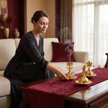 Gold-Plated Hollow Incense Holder 3 Optional Lids Luxury Home Decor Incense Burner - Multicolor - View 6