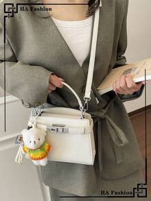 1pc 2026 New Fashion Women Handbag, Minimalist Shoulder Bag, Small Square Crossbody Bag - White - View 6