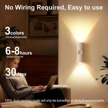 1/2/4pcs Dimmable Magnetic LED Night Light, Infrared Sensor + USB Rechargeable Wall Lamp, Smart LED Sensor Wall Light, 3-Color Dimmable, Wireless LED Wall Lamp Suitable For Stairs, Bedroom, Hallway, Kitchen, Cabinet, Yard, Room Decor, Bedroom Decor, Home Decor, Christmas, Halloween Decoration - Multicolor - View 6