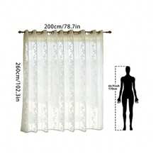 Cortina transparente para exterior com estampa de folhas de outono (1 peça), com design de argolas na parte superior, ideal para gazebo, pátio e varanda. - Branco - Ver 15