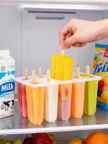 Leak-Proof Popsicle Mold - With Lid And Sticks - Homemade Ice Cream Tool - Home Ice Cube Tray (Christmas Halloween Essential) - Solid Color - View 7
