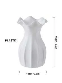 1pc White Unbreakable Plastic Vase, Suitable For Tulips, Roses And Other Flowers. Ideal For Home Desktop Decoration, Can Be Used As Living Room, Dining Room Gift, For Birthday Party, Graduation Ceremony Or Room Decor. Vase Room Decor Bedroom Decor - one-size - View 8