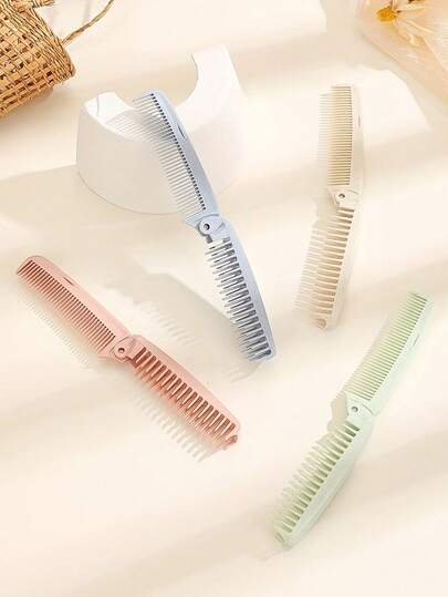 1pc Anti-Breakage Dual-Use Folding Comb, Compact Portable Travel Folding Comb, Fine-Tooth Double-Ended Pocket Folding Hair Comb, Smooth Hair Bangs Portable Travel Folding Multi-Function Hair Styling Pocket Comb, Suitable For Daily Travel Use Hair Styling Tool Kit