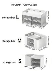 1pc Desktop Storage Box With Compartments, Practical Drawers, Perfect For Desk Organization, Multi-Functional Storage Box For Stationery, Office Supplies, Cosmetics, Pen Holder, Back To School Essentials - Multicolor - View 6