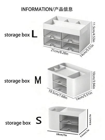 1pc Desktop Storage Box With Compartments, Practical Drawers, Perfect For Desk Organization, Multi-Functional Storage Box For Stationery, Office Supplies, Cosmetics, Pen Holder, Back To School Essentials