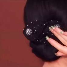 1pc New Shiny Rhinestone Twist Knot Hair Clip, Fashionable Versatile Suitable For Various Hairstyles, Loose Bun Hair Accessory, Bowknot Hair Clip For Women - A - View 7