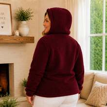 Plush Teddy Coat With A Soft Touch And Perfect Comfort For Cold Winter Days! 12925.C1 - 酒紅色 - 查看 5