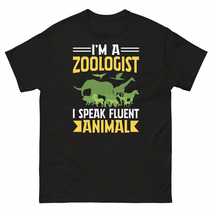 Ich bin Zoologe Ich spreche fließend Tier Zoologie Tierliebhaber Herren Klassisches T-Shirt - Form - Übersicht 1