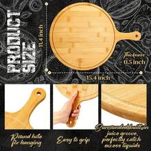 5Pcs 15*11 Inch Wooden Pizza Boards With Handles, Pizza Peel Serving Boards, Wood Cutting Board For Charcuterie, Cheese, Bread And Fruit, Multi-Purpose Kitchen Baking Tray, Housewarming & Holiday Gift - View 2