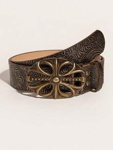 Thắt lưng nữ phong cách vintage Bohemian, khóa rỗng thời trang, thắt lưng unisex phong cách Punk Rock Y2K, phù hợp cho quần jean, váy và trang phục thường ngày, thắt lưng size lớn, khóa thắt lưng nữ thời trang, dây đeo bền, phụ kiện nữ - Rỗng - Xem 2